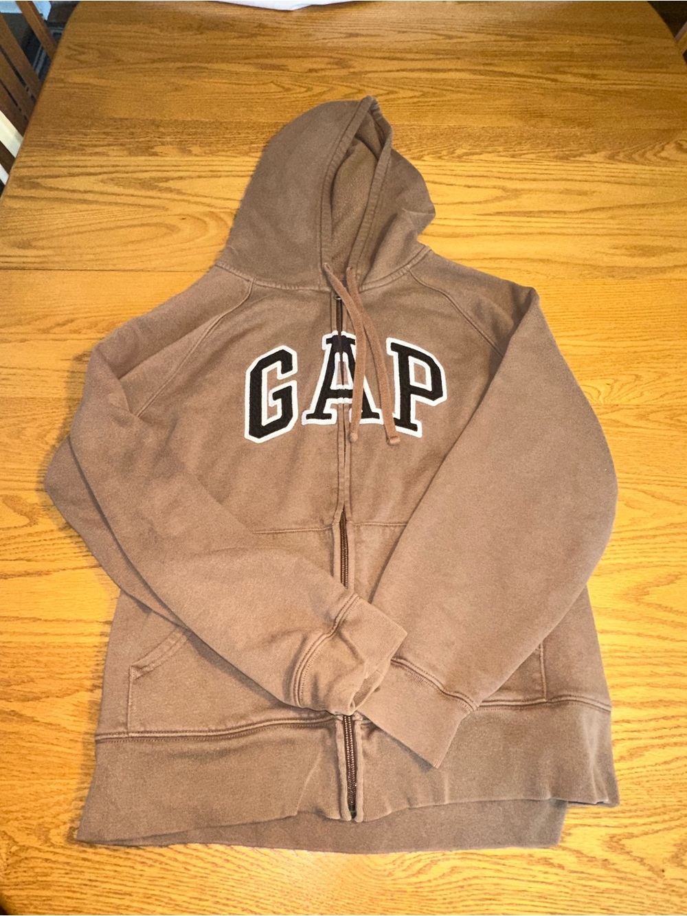 GAP Taupe Brown Full-Zip Hoodie with Logo